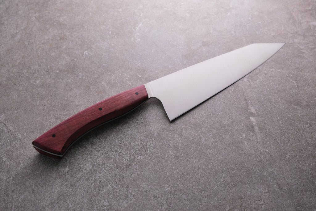 7 Inch Stainless Steel K-Tip Chefs Knife With Purple Heart Wood Handle