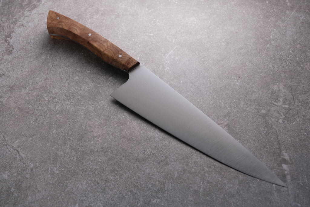 8 Inch Stainless Steel Chefs Knife With Elm Handle Crafted Knife Co.