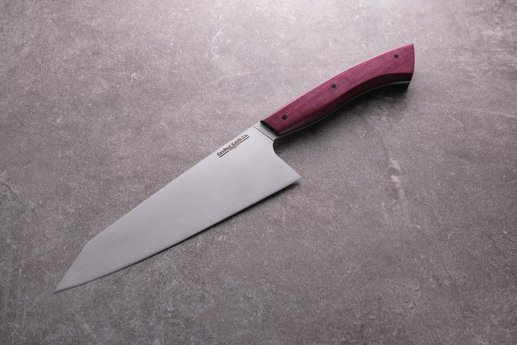 7 Inch Stainless Steel K-Tip Chefs Knife With Purple Heart Wood Handle