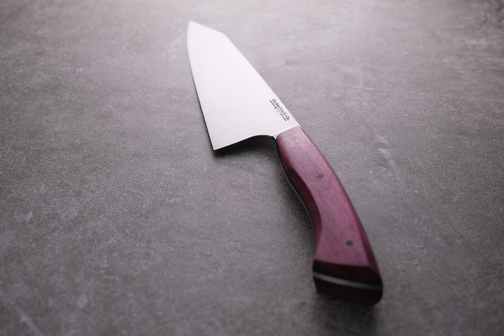 7 Inch Stainless Steel K-Tip Chefs Knife With Purple Heart Wood Handle