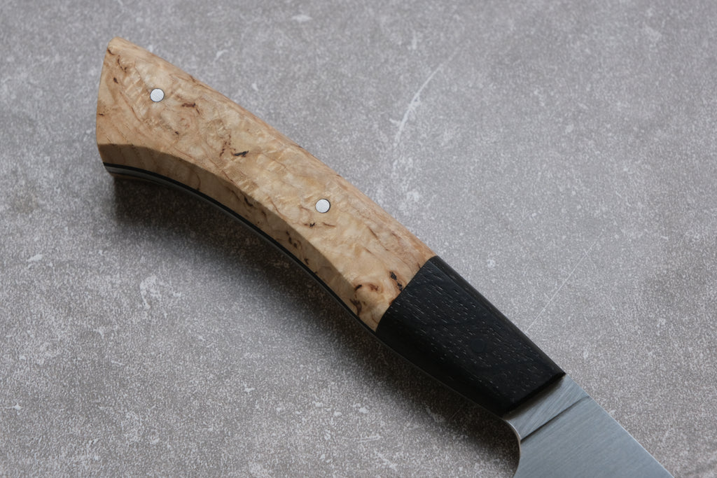 8 Inch Stainless Steel Chefs Knife With Ash Burr & Ancient Bog Oak Handle