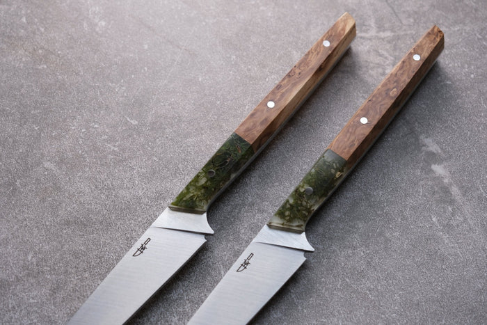 Ash Handled Stainless Steel Steak Knife Pair